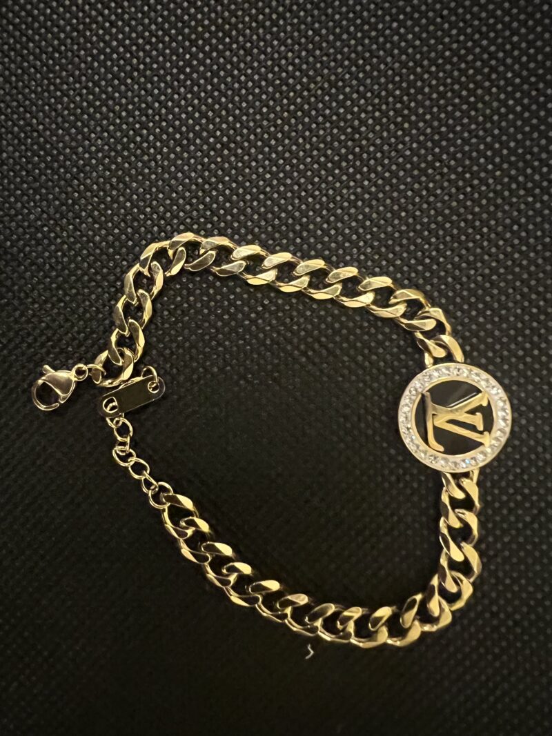 Louis Vuitton By Night Logo LV Cercle Chaîne Bracelet plaqué OR